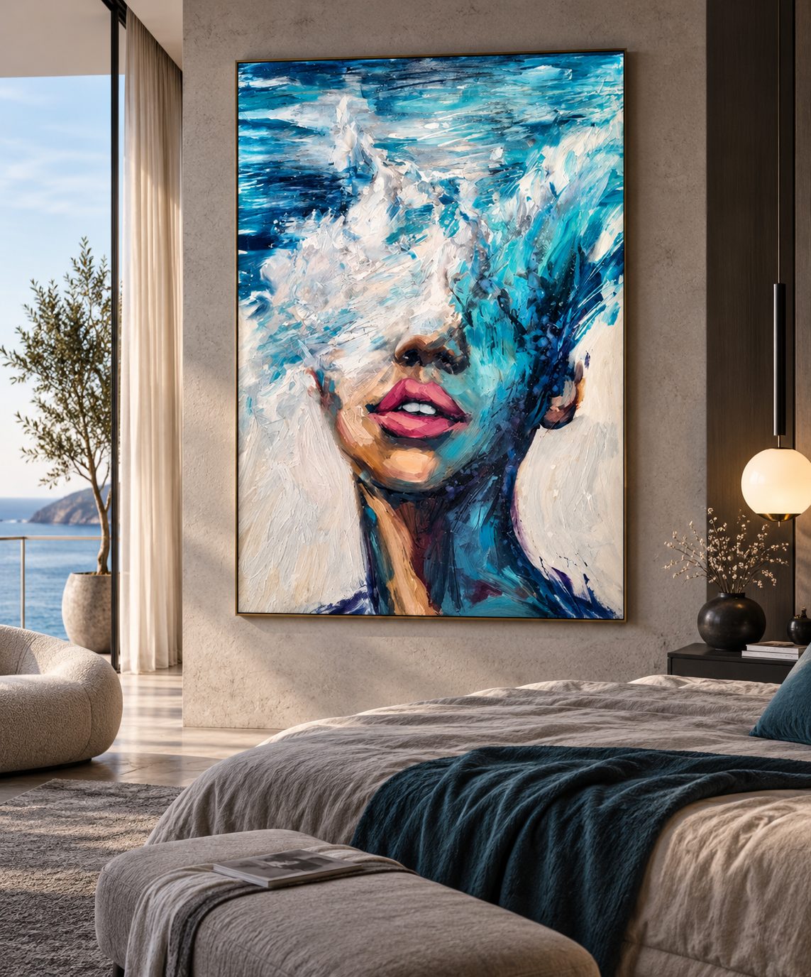 Custom canvas art Dubai — handcrafted painting in a luxury interior by Blenc Art 14