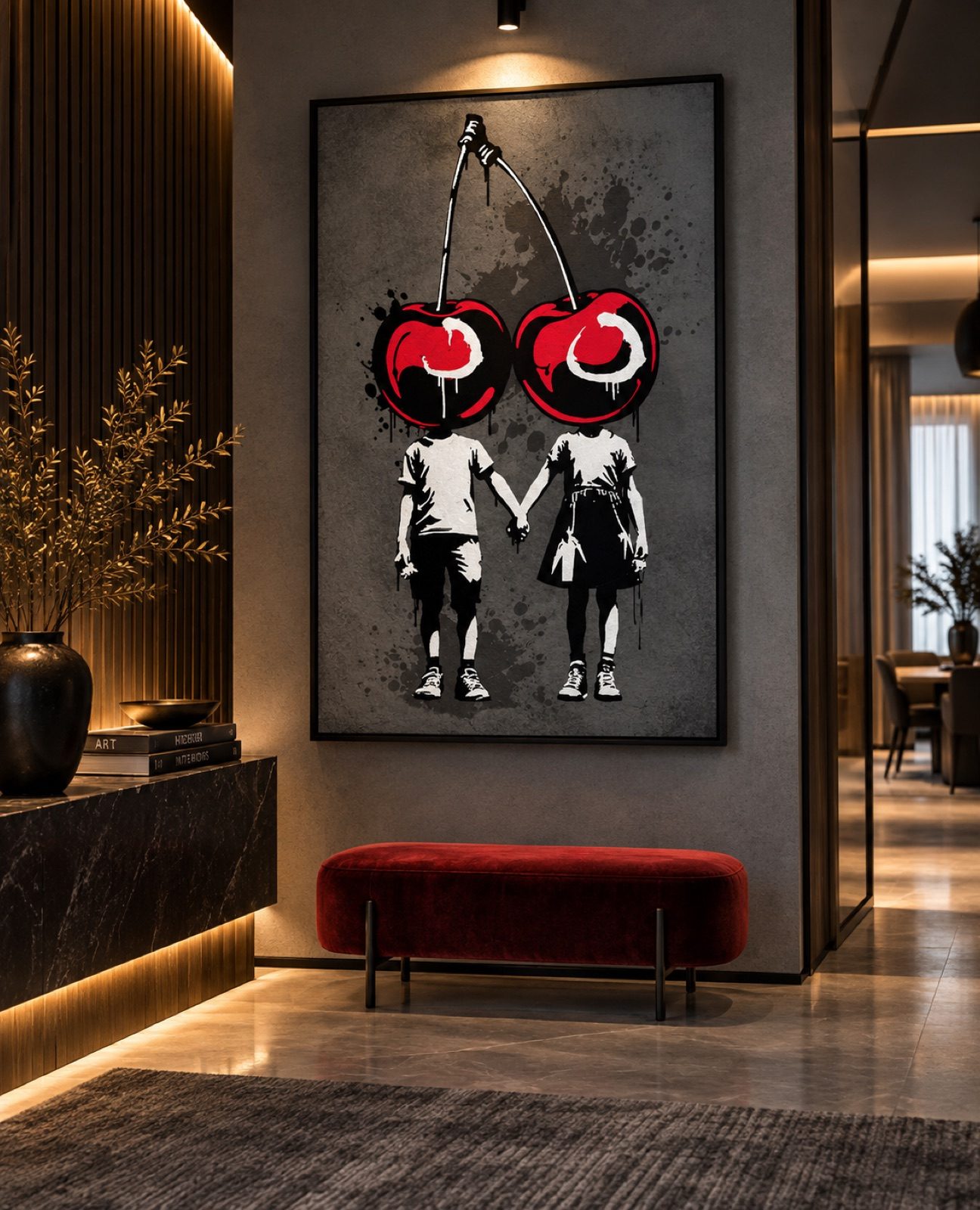 Custom canvas art Dubai — handcrafted painting in a luxury interior by Blenc Art 21