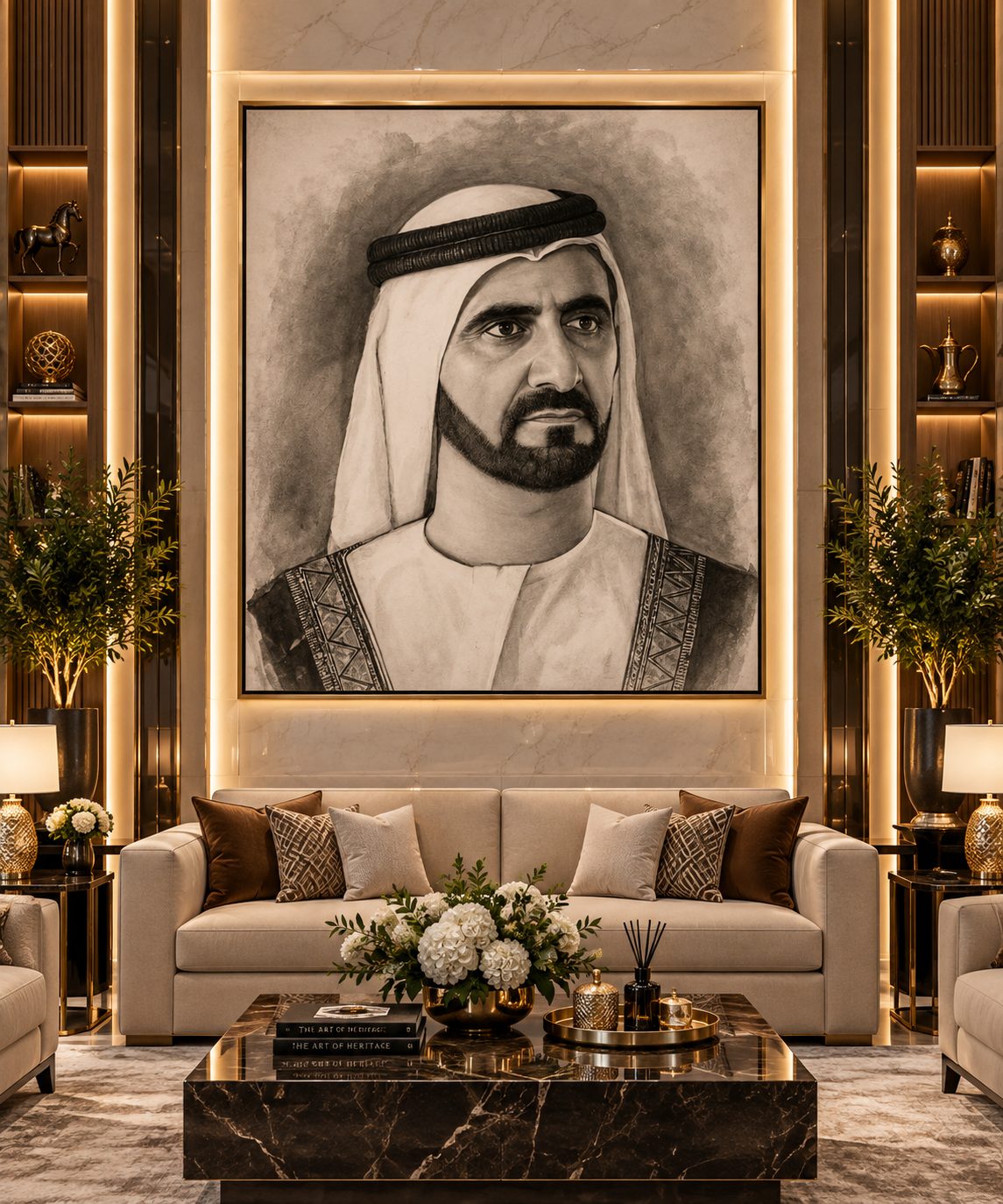 Custom canvas art Dubai — handcrafted painting in a luxury interior by Blenc Art 30