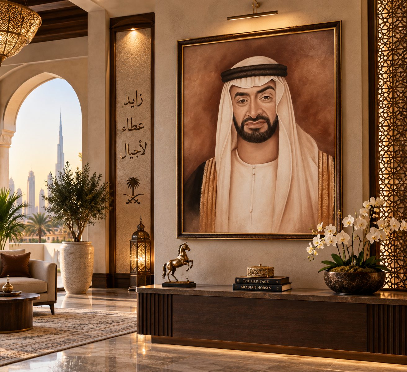 Custom canvas art Dubai — handcrafted painting in a luxury interior by Blenc Art 34