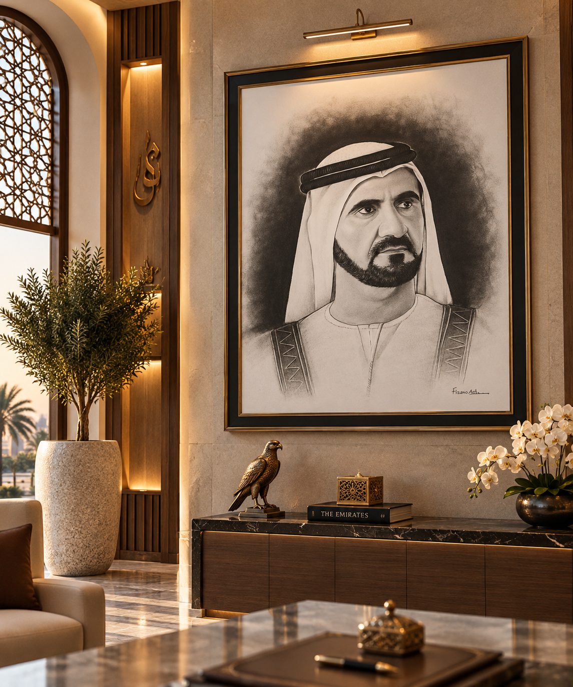 Custom canvas art Dubai — handcrafted painting in a luxury interior by Blenc Art 46