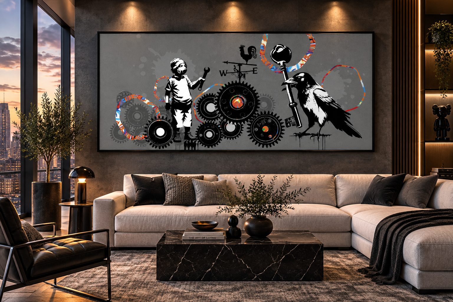 Luxury canvas art Dubai — statement canvas in a penthouse living room by Blenc Art
