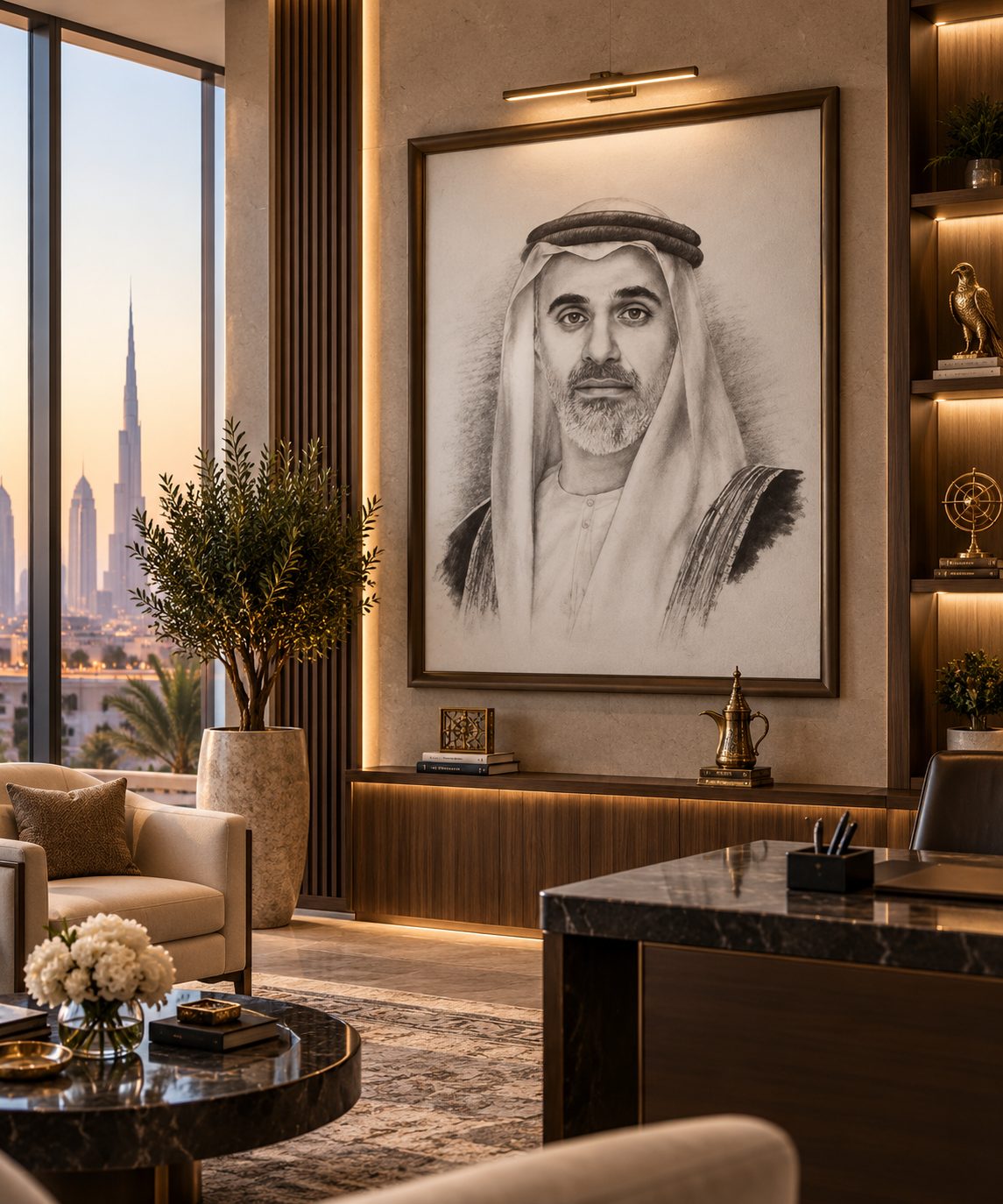 Custom canvas art Dubai — handcrafted painting in a luxury interior by Blenc Art 55